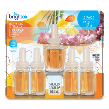 BRIGHT Air® Electric Scented Oil Air Freshener Refill, Hawaiian Blossoms And Papaya, 0.67 Oz Bottle, 5-pack freeshipping - TVN Wholesale